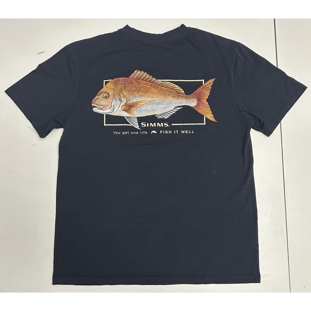 Simms S25 Artist Tee Shirt Snapper Navy Blue Size XL